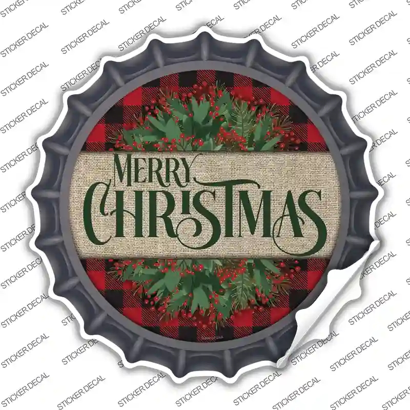 BC-1583s-S Merry Christmas Red Novelty Bottle Cap Sticker Decal - Small
