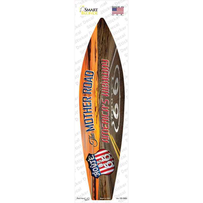 SB-088s-M Route 66 with Sunset Novelty Surfboard Sticker Decal - Medium
