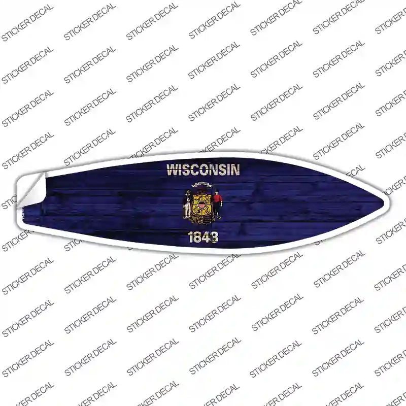 SB-148s-L Wisconsin State Flag Novelty Surfboard Sticker Decal - Large