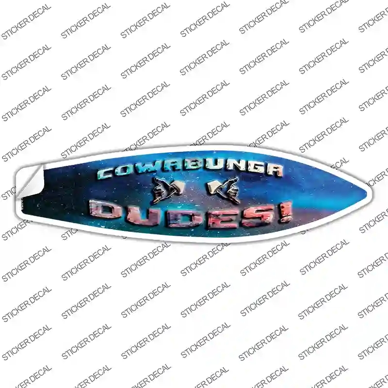 SB-181s-S Cowabunga Dudes Novelty Surfboard Sticker Decal - Small