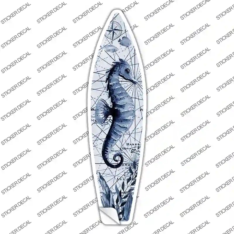 SB-211s-S Black & White Seahorse Novelty Surfboard Sticker Decal - Small