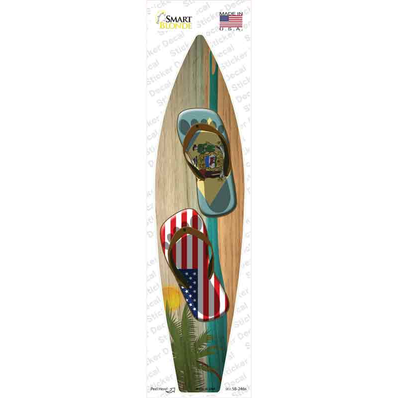 SB-246s-M Delaware Flag Flip Flop Novelty Surfboard Sticker Decal - Medium