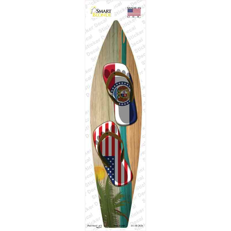 SB-263s-M Missouri Flag Flip Flop Novelty Surfboard Sticker Decal - Medium