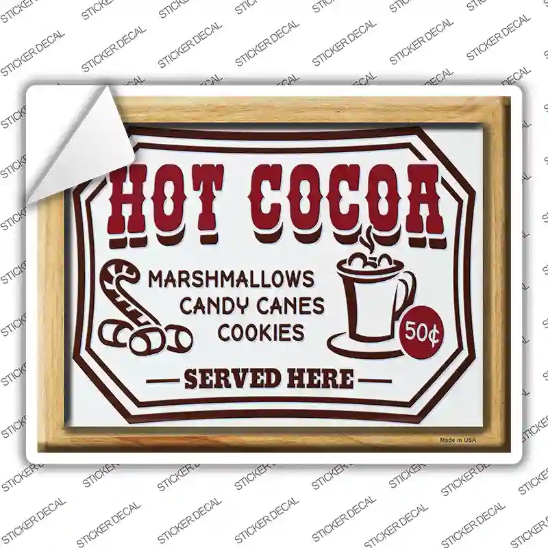 P-3979s-S Hot Cocoa Served Here Novelty Rectangle Sticker Decal - Small