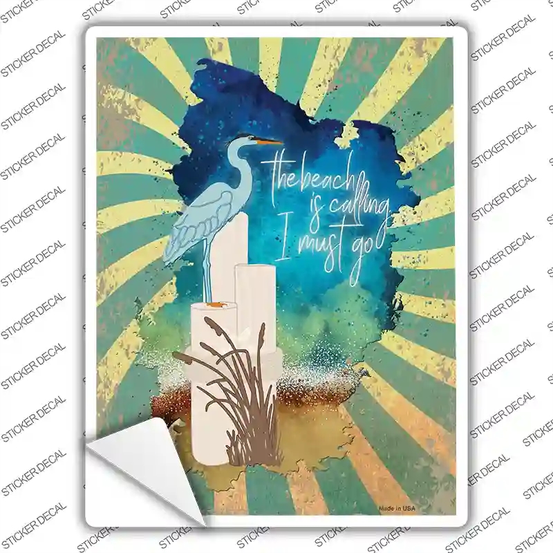 P-3982s-L The Beach is Calling I Must Go Novelty Rectangle Sticker Decal - Large
