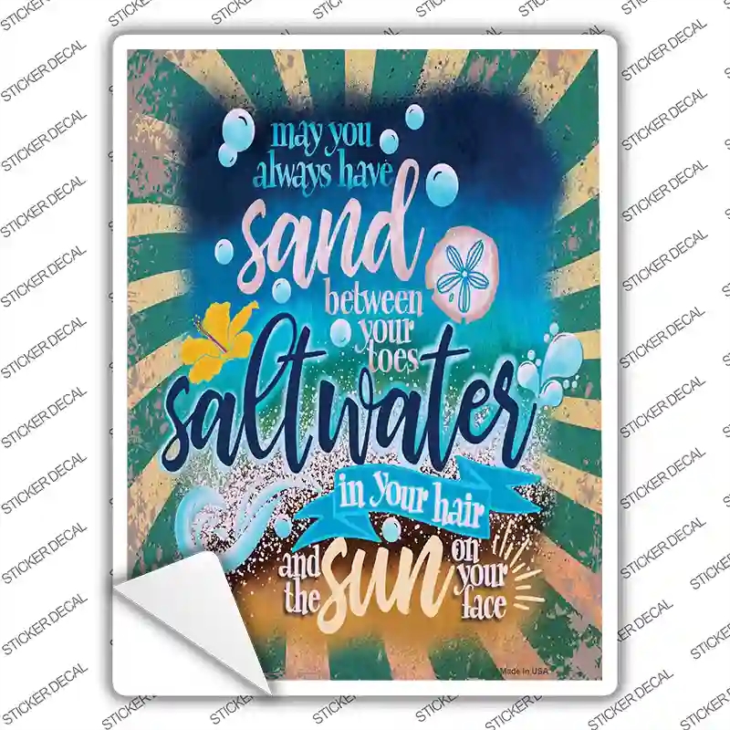 P-3983s-S Sand Between Your Toes Novelty Rectangle Sticker Decal - Small