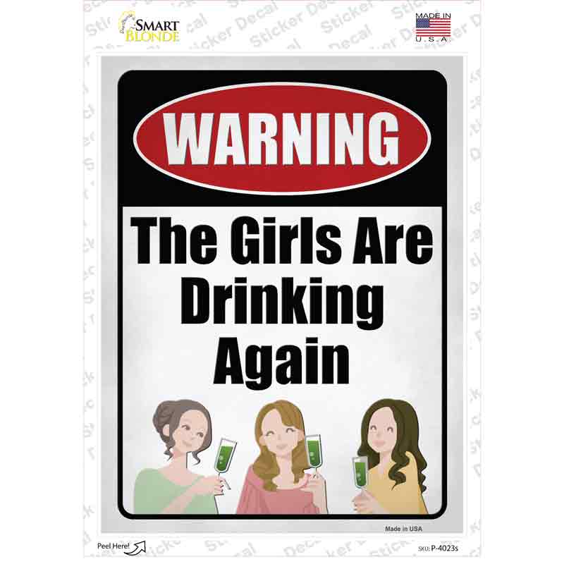P-4023s-M Girls Are Drinking Again Novelty Rectangle Sticker Decal - Medium