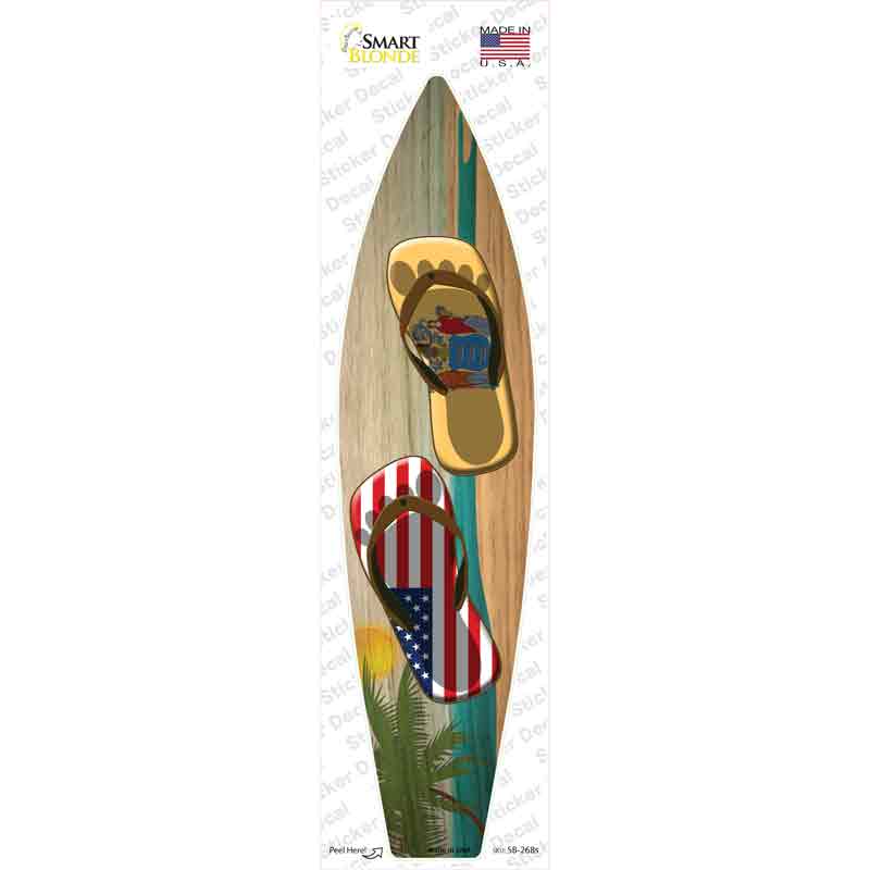 SB-268s-M   Jersey Flag Flip Flop Novelty Surfboard Sticker Decal - Medium
