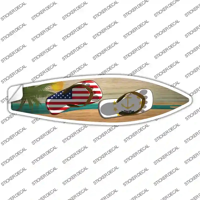 SB-277s-L Rhode Island Flag Flip Flop Novelty Surfboard Sticker Decal - Large