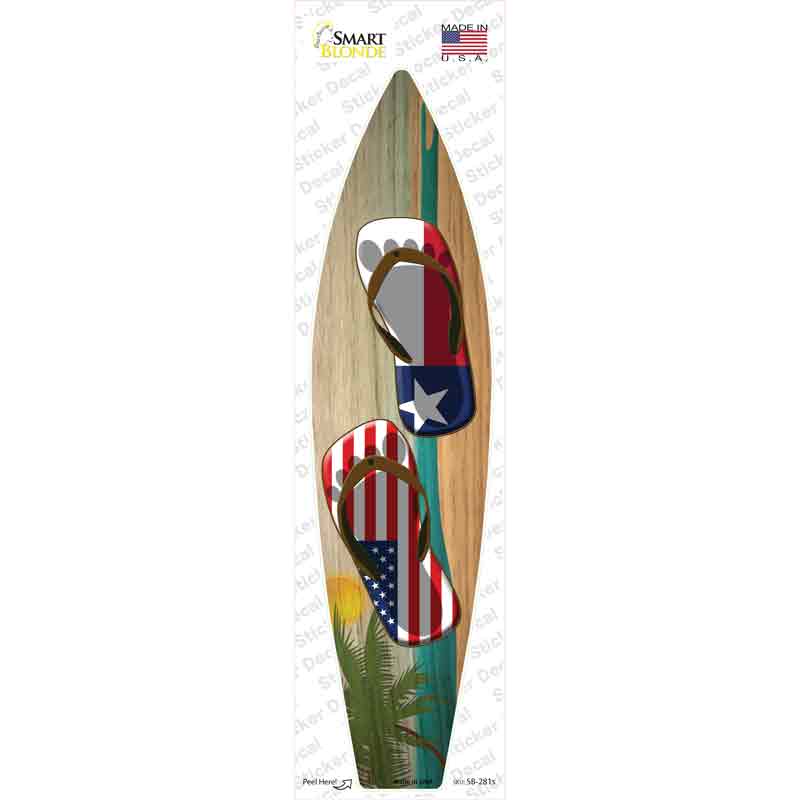 SB-281s-M Texas Flag Flip Flop Novelty Surfboard Sticker Decal - Medium