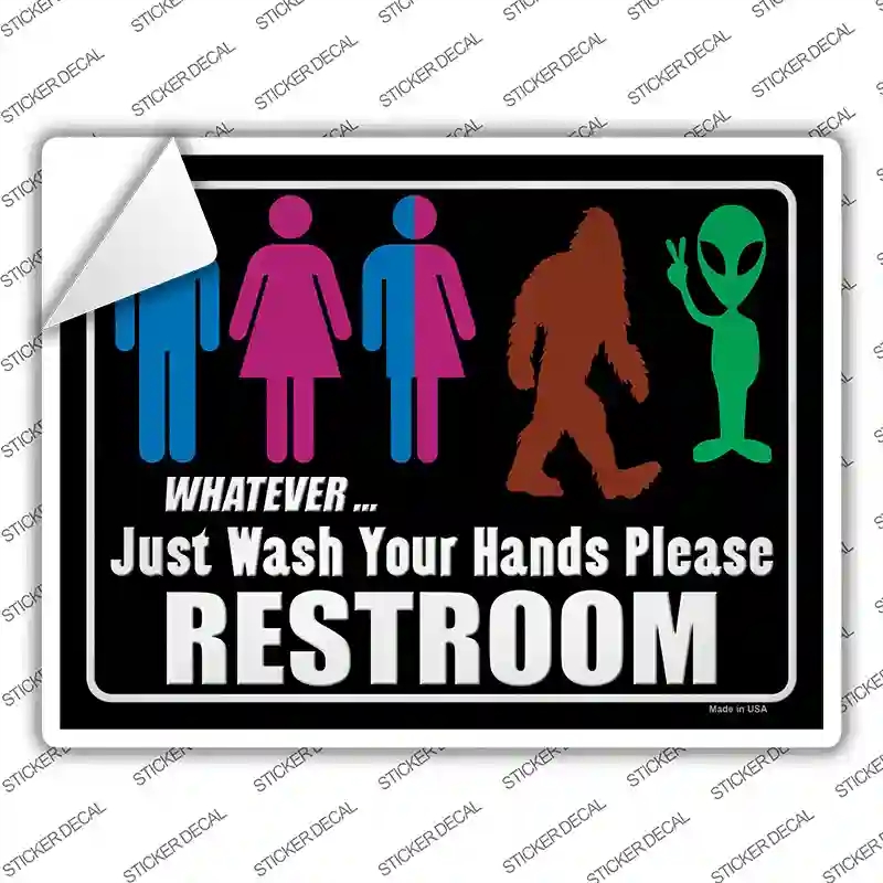 P-4034s-L Just Wash Your Hands Please Novelty Rectangle Sticker Decal - Large