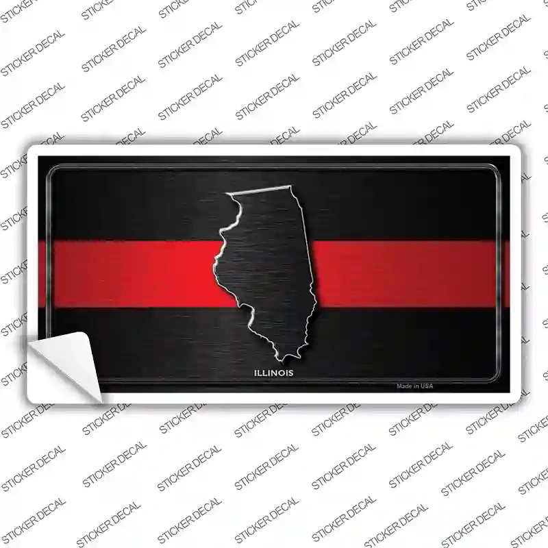 LP-9702s-L Illinois Thin Red Line Novelty Sticker Decal - Large