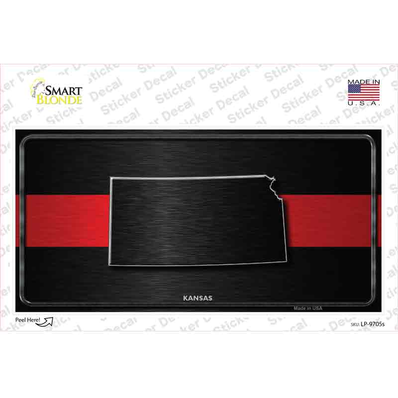 LP-9705s-M Kansas Thin Red Line Novelty Sticker Decal - Medium