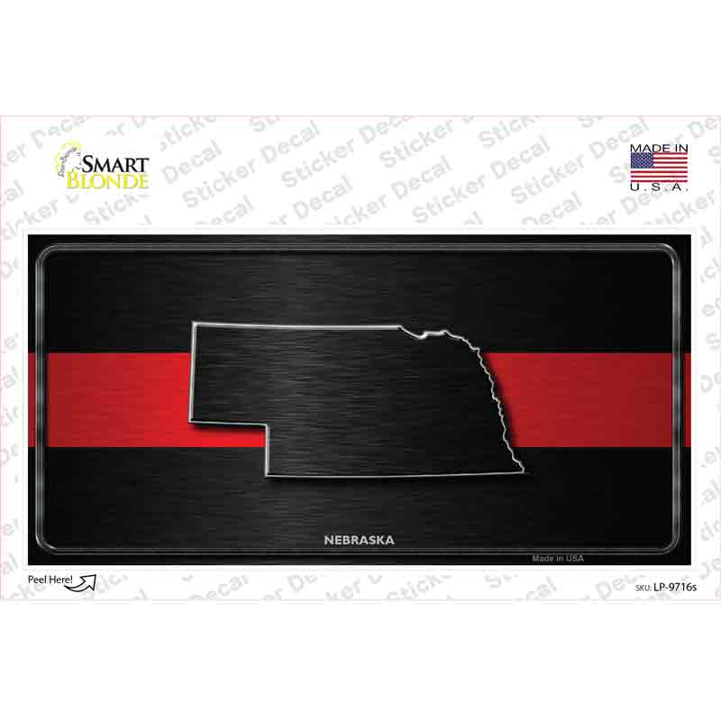 LP-9716s-M Nebraska Thin Red Line Novelty Sticker Decal - Medium
