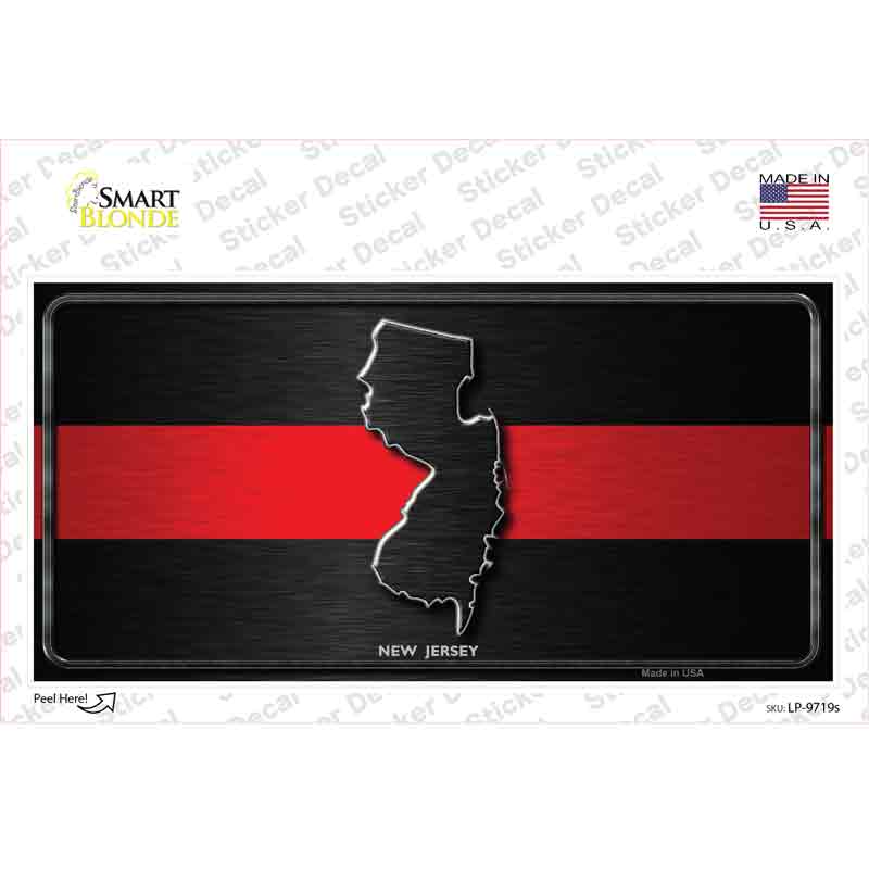 LP-9719s-M   Jersey Thin Red Line Novelty Sticker Decal - Medium