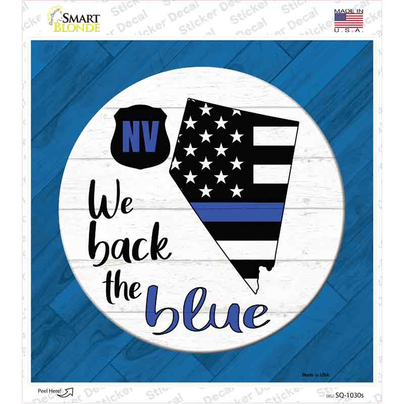 SQ-1030s-M Nevada Back the Blue Novelty Square Sticker Decal - Medium