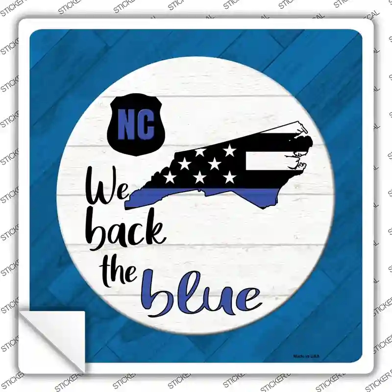 SQ-1035s-S North Carolina Back the Blue Novelty Square Sticker Decal - Small