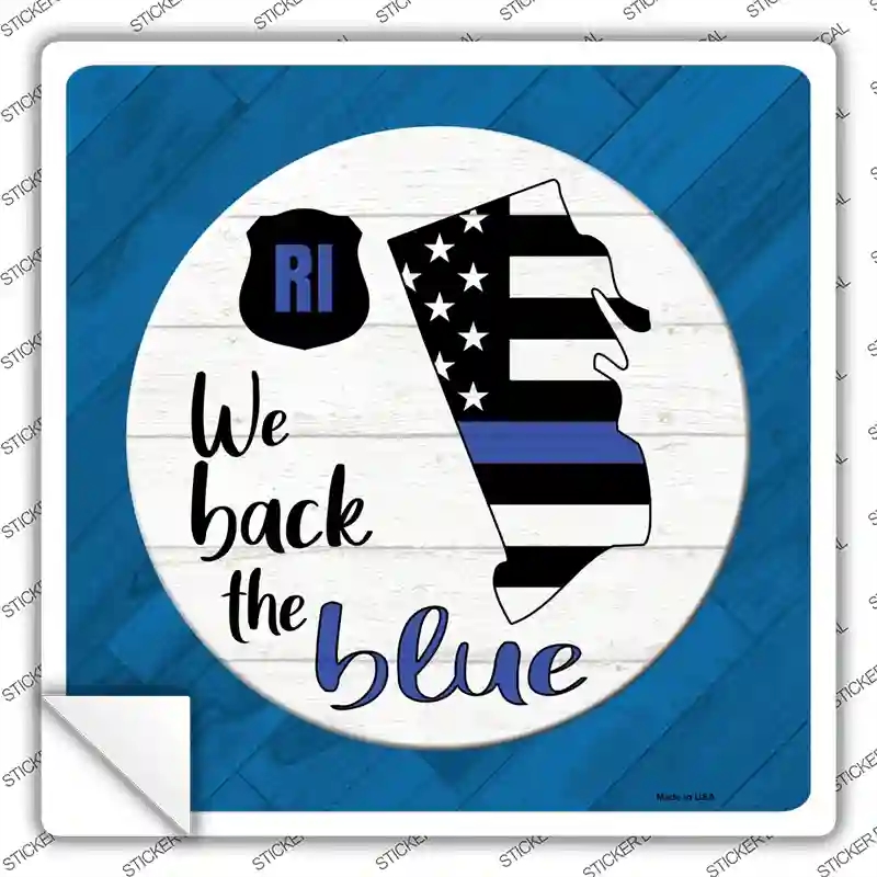 SQ-1041s-XL Rhode Island Back the Blue Novelty Square Sticker Decal - Extra Large
