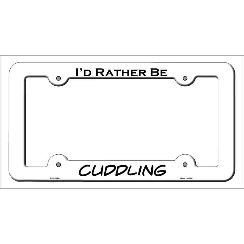 LPF-121w 12 x 6 in. Cuddling Novelty Metal License Plate Frame, White