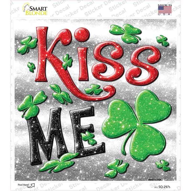 SQ-297s-M Kiss Me Novelty Square Sticker Decal - Medium