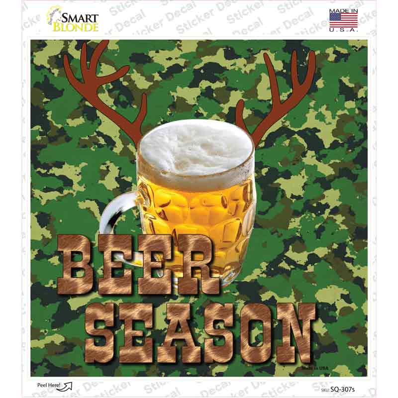 SQ-307s-M Beer Season Novelty Square Sticker Decal - Medium