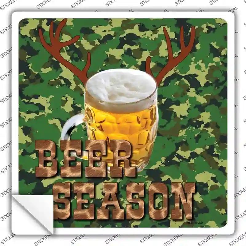 SQ-307s-S Beer Season Novelty Square Sticker Decal - Small
