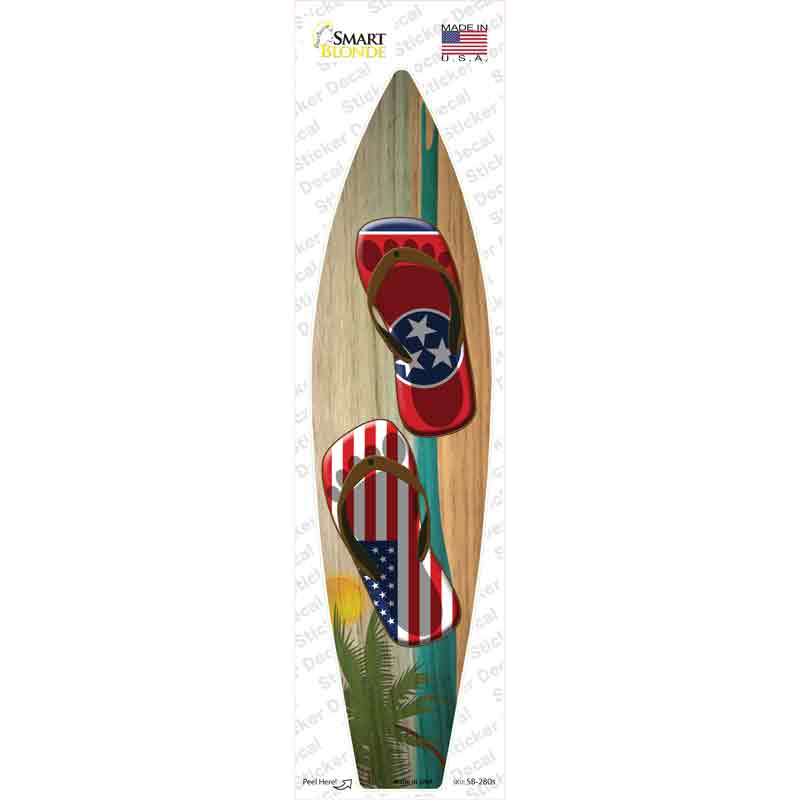 SB-280s-M Tennessee Flag Flip Flop Novelty Surfboard Sticker Decal - Medium