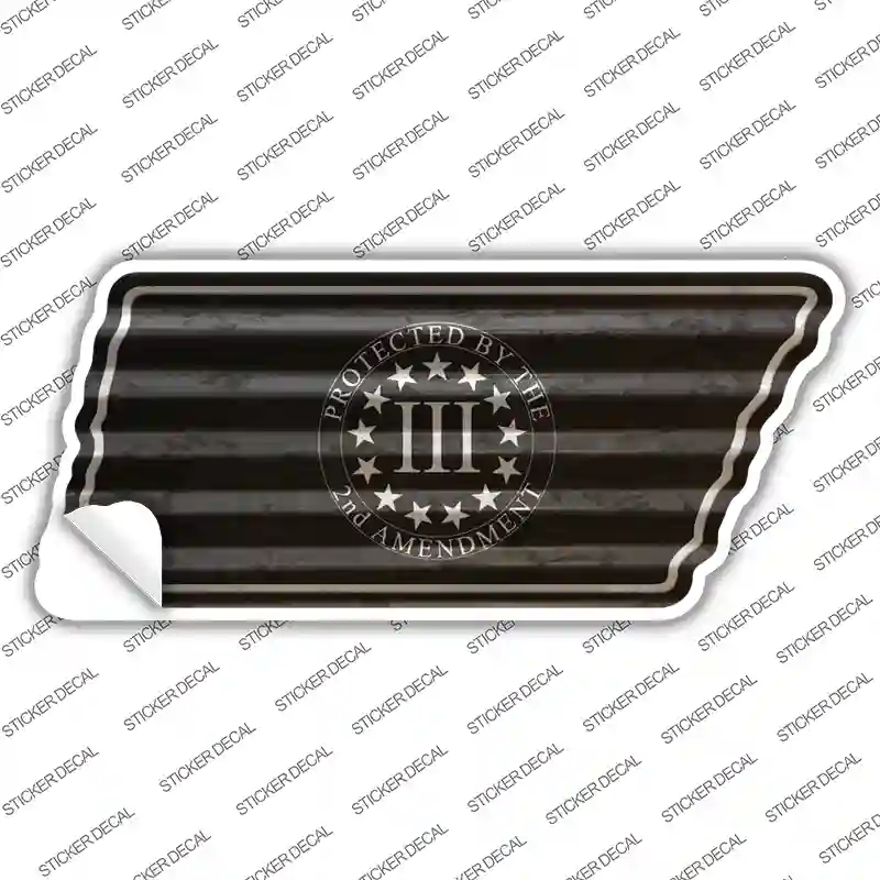 TN-293s-S 2nd Amendment Three Percenter Novelty Corrugated Tennessee Shape Sticker Decal - Small