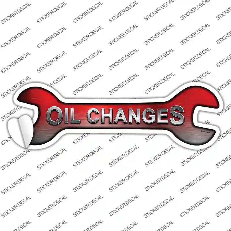 W-018s-S Oil Changes Novelty Wrench Sticker Decal - Small