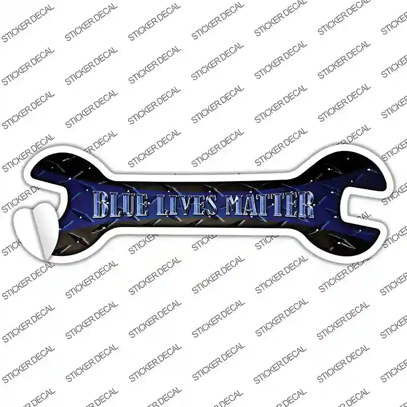 W-048s-XL Blue Lives Matter Novelty Wrench Sticker Decal - Extra Large