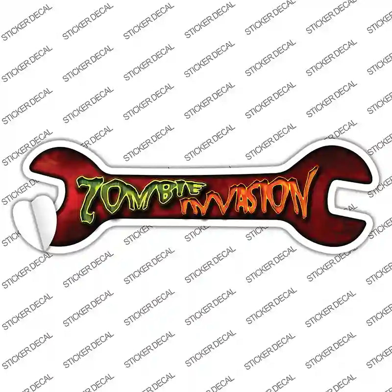 W-055s-S Zombie Invasion Novelty Wrench Sticker Decal - Small