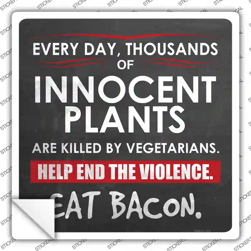 SQ-084s-S Eat Bacon Novelty Square Sticker Decal - Small
