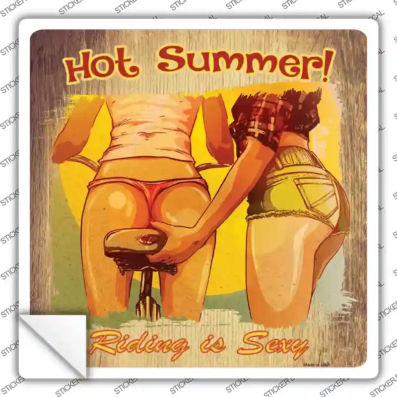 SQ-089s-L Hot Summer Novelty Square Sticker Decal - Large