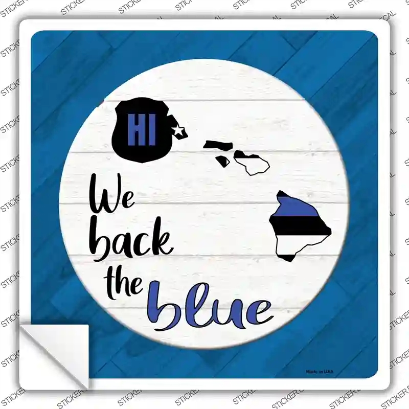 SQ-1013s-S Hawaii Back the Blue Novelty Square Sticker Decal - Small