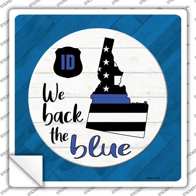 SQ-1014s-S Idaho Back the Blue Novelty Square Sticker Decal - Small