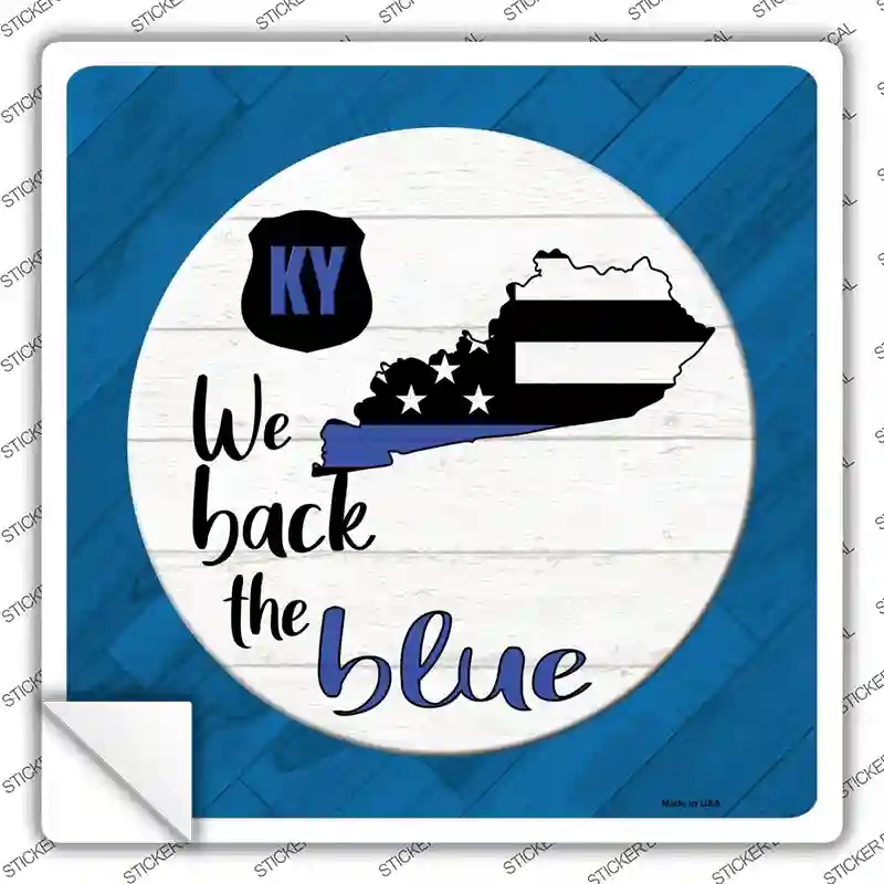 SQ-1019s-XL Kentucky Back the Blue Novelty Square Sticker Decal - Extra Large