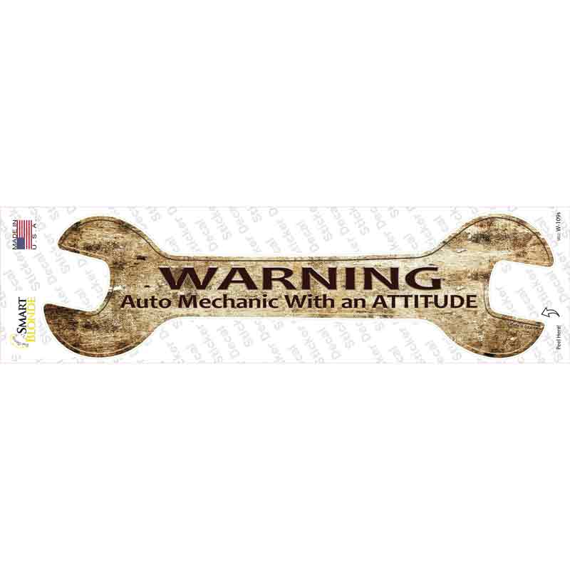 W-109s-M Auto Mechanic Novelty Wrench Sticker Decal - Medium