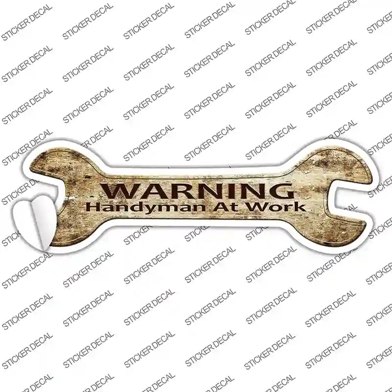 W-146s-S Handyman At Work Novelty Wrench Sticker Decal - Small