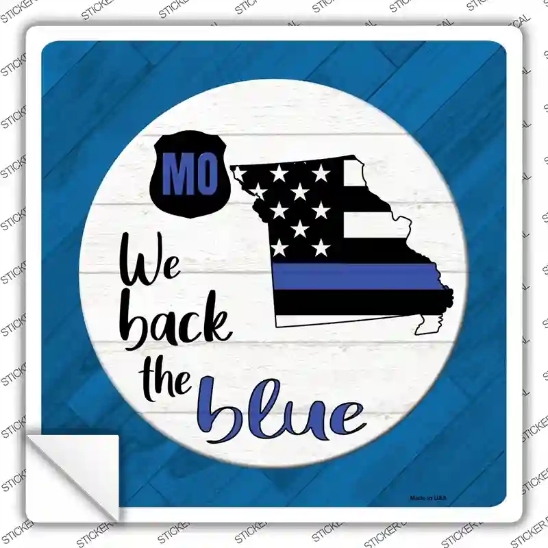 SQ-1027s-S Missouri Back the Blue Novelty Square Sticker Decal - Small