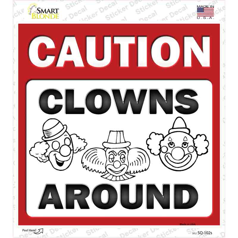 SQ-102s-M Clowns Around Novelty Square Sticker Decal - Medium
