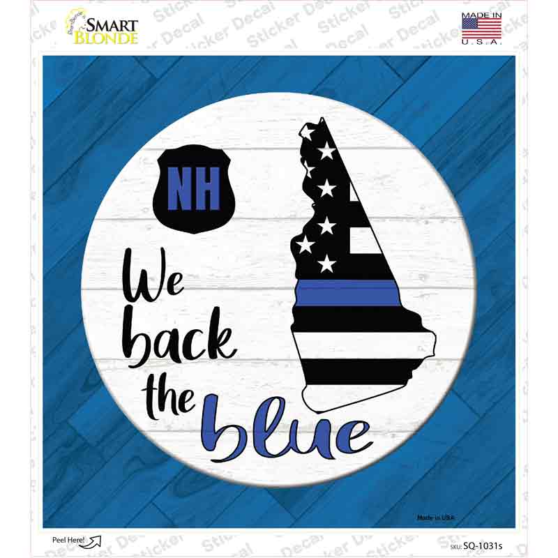 SQ-1031s-M   Hampshire Back the Blue Novelty Square Sticker Decal - Medium