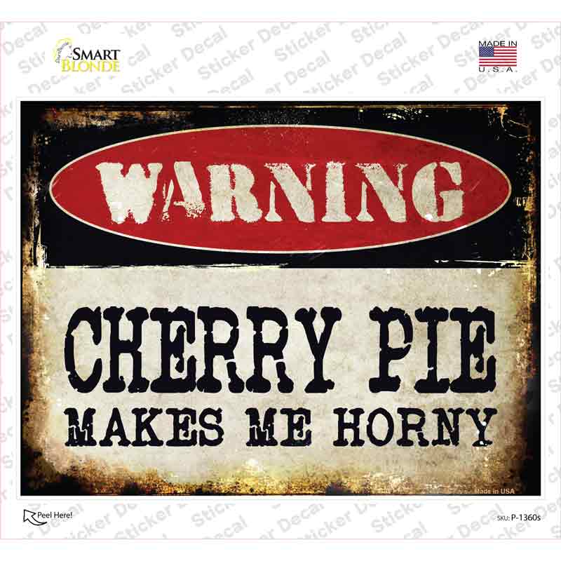 P-1360s-M Cherry Pie Novelty Rectangle Sticker Decal - Medium