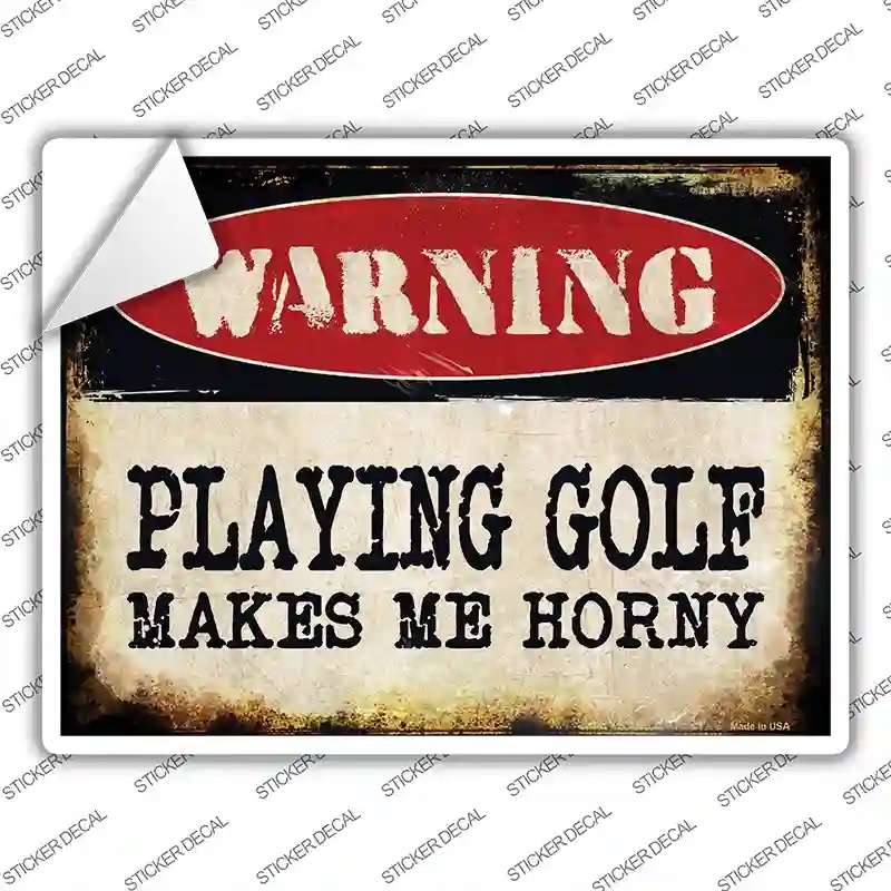 P-1365s-L Playing Golf Novelty Rectangle Sticker Decal - Large