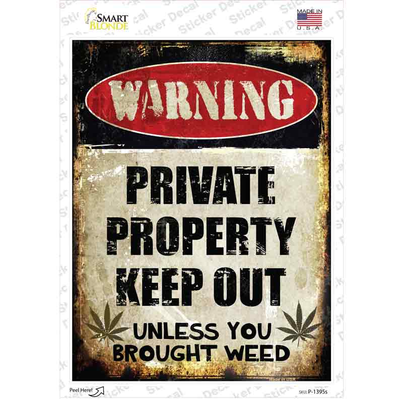 P-1395s-M Private Property Novelty Rectangle Sticker Decal - Medium