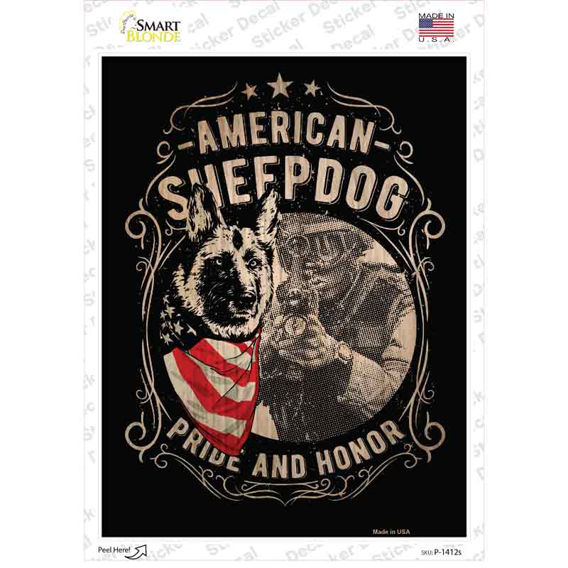 P-1412s-M American Sheepdog Novelty Rectangle Sticker Decal - Medium