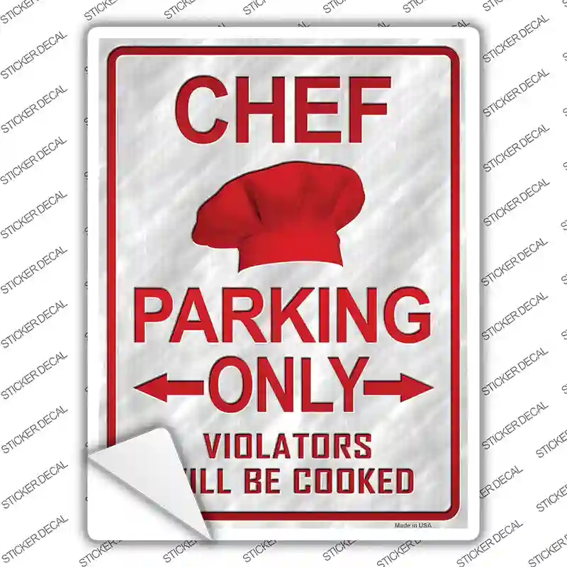 P-1450s-L Chef Only Novelty Rectangle Sticker Decal - Large
