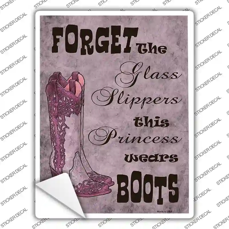 P-1457s-L Forget Glass Slippers Novelty Rectangle Sticker Decal - Large
