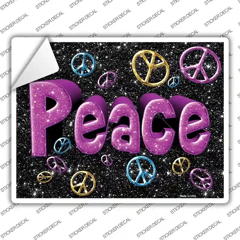 P-1467s-L Peace Novelty Rectangle Sticker Decal - Large