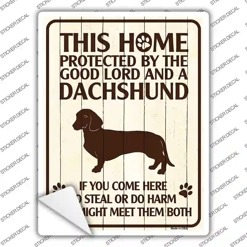 P-1477s-S Dachshund Protected Novelty Rectangle Sticker Decal - Small
