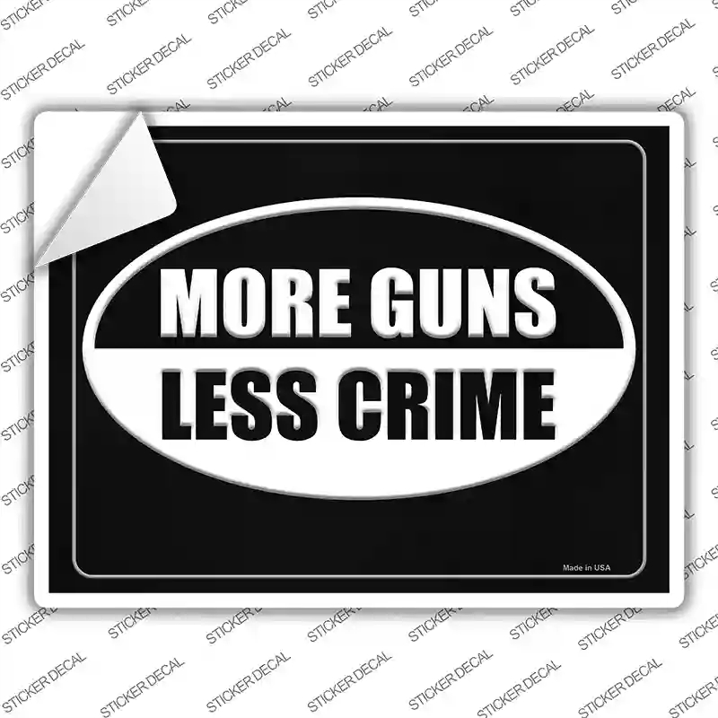 P-1498s-XL More Gun Less Crime Novelty Rectangle Sticker Decal - Extra Large